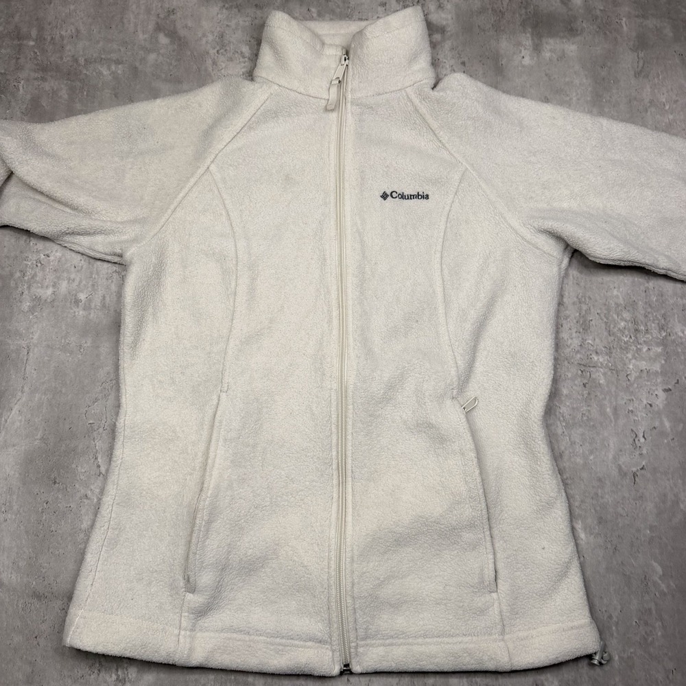 Columbia Fleece Jacket Womens Small White Full Zip Outdoor Lightweight Hiking - Picture 5 of 7